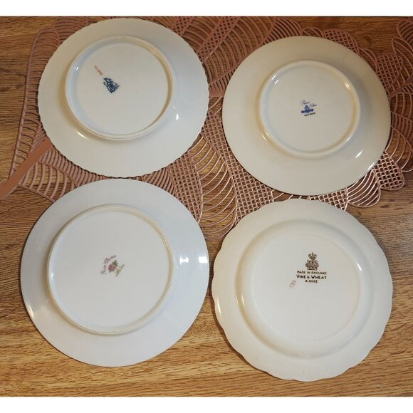 4- Mismatched Fine China Dessert Cake Plates ~6" Gold Accents Porcelain Eclectic - Picture 3 of 5